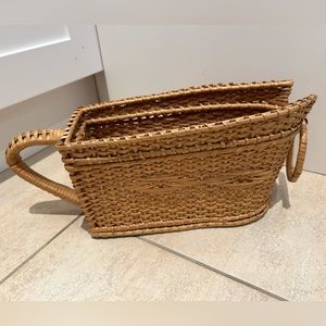 Vintage wicker wine bottle holder basket